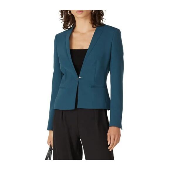 Hugo Boss Size 6 US Teal Jujube1 Hook Closure Career Business Blazer Jacket - Picture 2 of 9